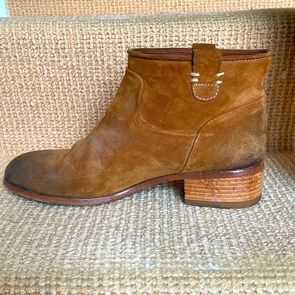 Distressed leather suede ankle boots, sz 40 from Garnet Hill